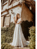 Ivory Boho Lace Wedding Dress With Detachable Sleeve